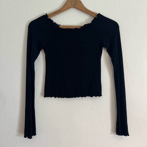 Brandy Melville Tops - Brandy Melville John Galt Long Sleeve Crop Top, OS, Black